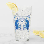 Newlywed Elegant Blue Peacock Pint Glass<br><div class="desc">A great pint glass for the bride & groom!  From our Elegant Blue Peacock Wedding Suite Collection,  this glass measures 4.5" in diameter and up 5.87" high,  holding 16 oz of your favorite beverage.  Hand wash only.</div>