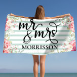 Newlywed Engagement Honeymoon Gift for Couple  Beach Towel<br><div class="desc">This gorgeous and elegant custom name beach towel is the perfect newlywed engagement or honeymoon gift for any couple! They'll love using it on their honeymoon at the beach, pool, or hot tub! The luxurious and soft material is perfect for drying off after a swim or enjoying a sun soak....</div>