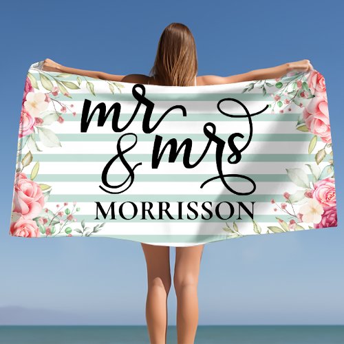 Newlywed Engagement Honeymoon Gift for Couple  Beach Towel