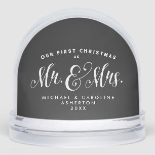 Newlywed first Christmas as Mr. and Mrs. one photo Snow Globe