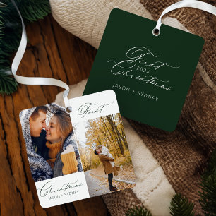 Newlywed First Christmas Married Photo Keepsake Metal Ornament