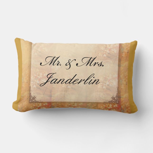 Newlywed floral gift lumbar pillow (Front)
