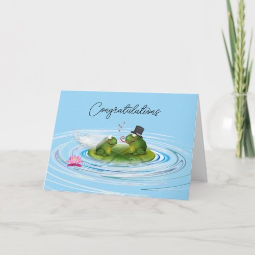Newlywed Frogs On Lily Pad  Card