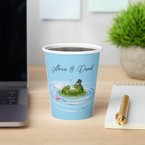 Newlywed Frogs On Lily Pad    Paper Cups