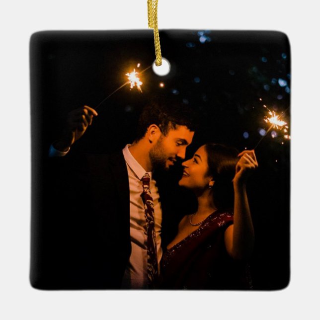 Newlywed Gift, Christmas Mr Mrs Ceramic Ornament (Front)