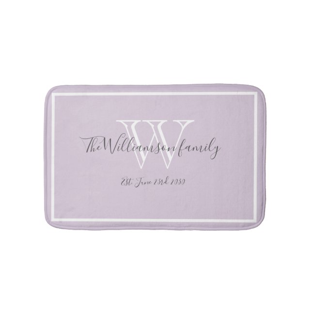 Newlywed Gift Elegant Family Monogram Script Chic  Bath Mat (Front)