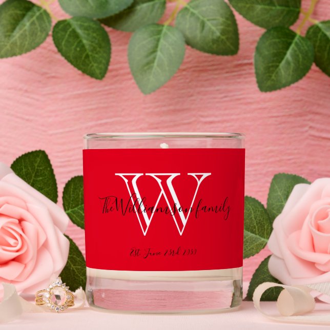 Newlywed Gift Minimalist Monogram Name Script Chic Scented Candle (Wedding)