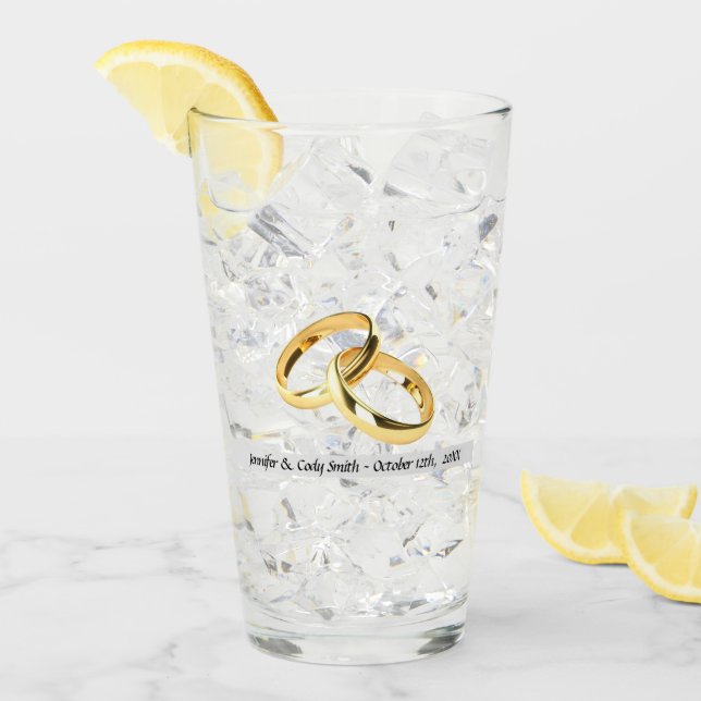 Newlywed Gift Names & Dates Tall  Glass (Front Ice)