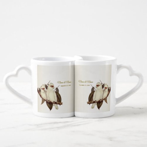 Newlywed Gift White Birds Coffee Mug Set