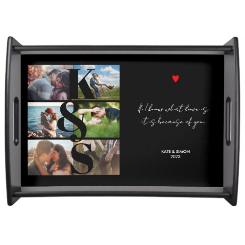 Newlywed Gifts Personalized Photo Collage Monogram Serving Tray