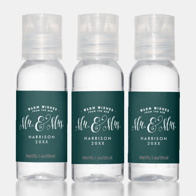 Newlywed green wedding thank you favor hand sanitizer (Set)