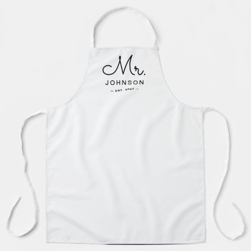 Newlywed Groom Personalized White Apron