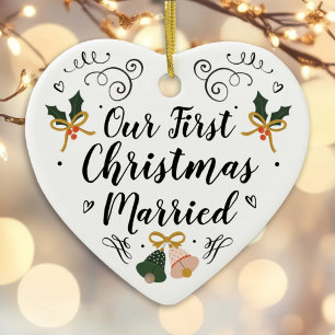 newlywed heart christmas ornament 1st married