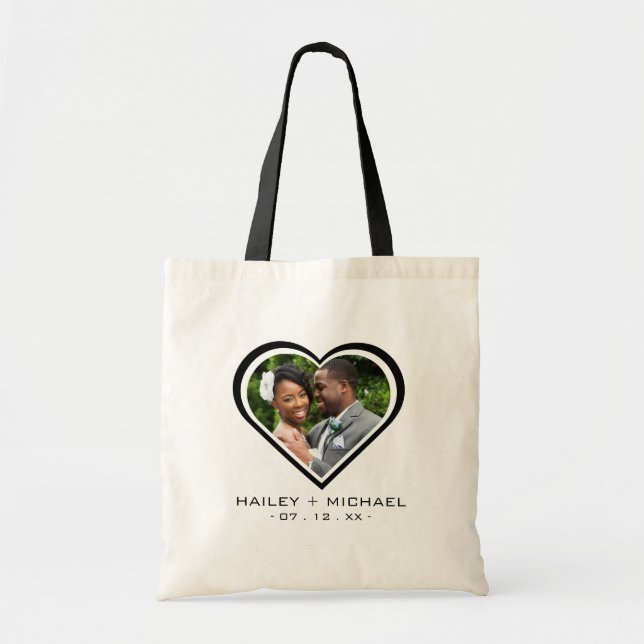 Newlywed Heart Photo Picture Wedding Tote Bag (Front)