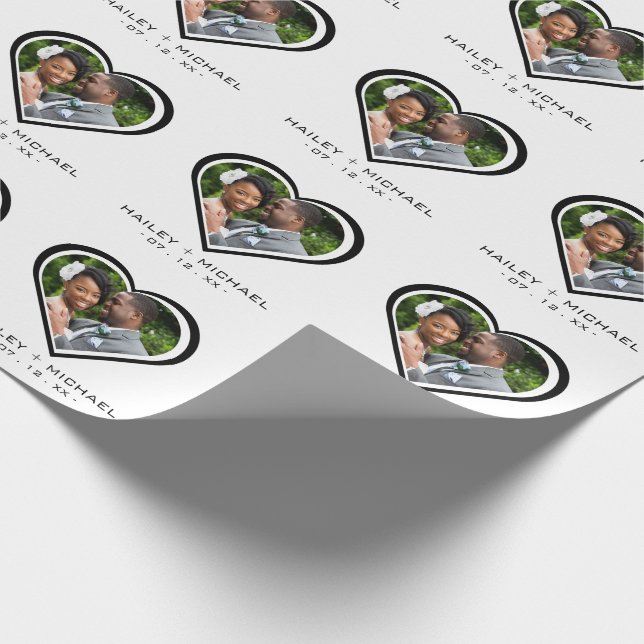 Newlywed Heart Photo Picture Wedding Wrapping Paper (Corner)