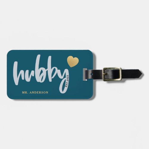 Newlywed Hubby Typography Luggage Tag