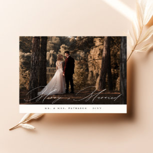 Newlywed Just Married Christmas Wedding Photo Holiday Card