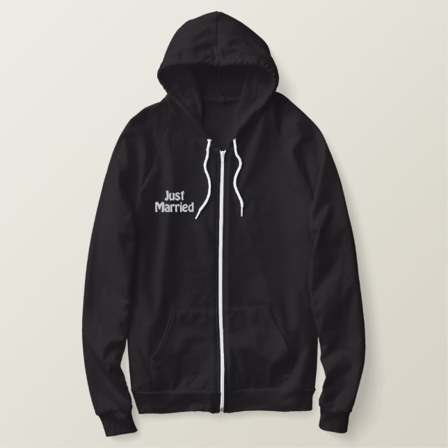 Newlywed Just Married Embroidered Hoodie (Design Front)