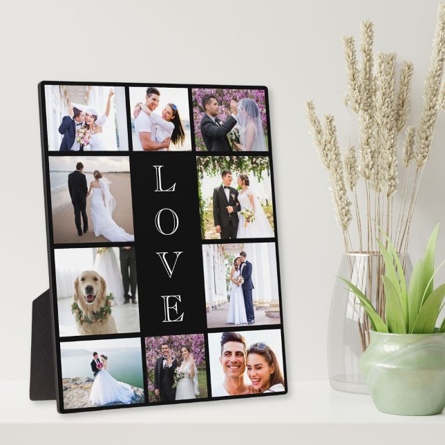 Newlywed Love 10 Photo Collage Wedding Plaque (Creator Uploaded)