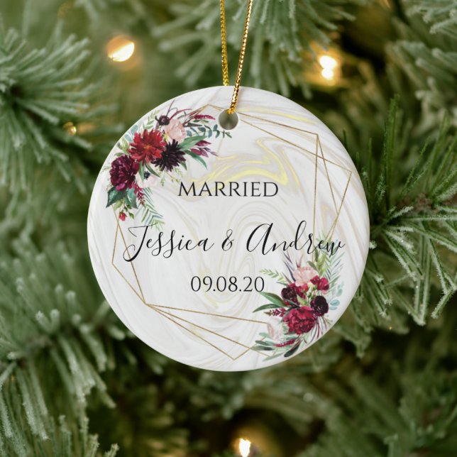 Newlywed Marble Ceramic Ornament (Tree)