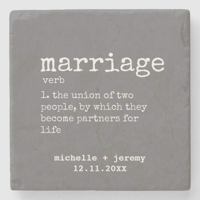 Newlywed Marriage Customized Wedding Gift Stone Coaster (Front)
