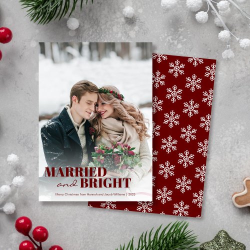 Newlywed Married and Bright Christmas Holiday Card