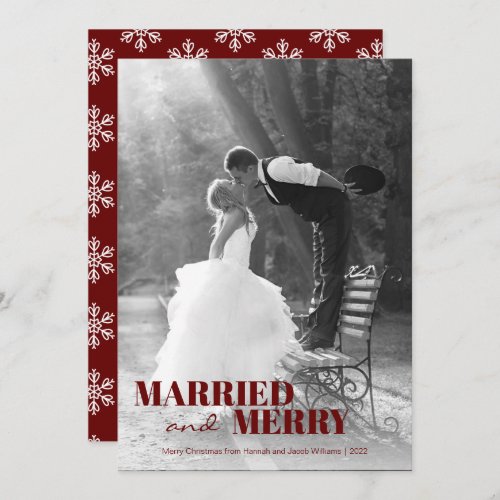 Newlywed Married and Merry Christmas Holiday Card
