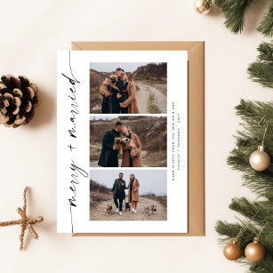 Newlywed Merry And Married First Christmas Photo Holiday Card