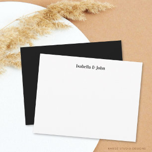 Newlywed Modern Minimalist Couple Note Card
