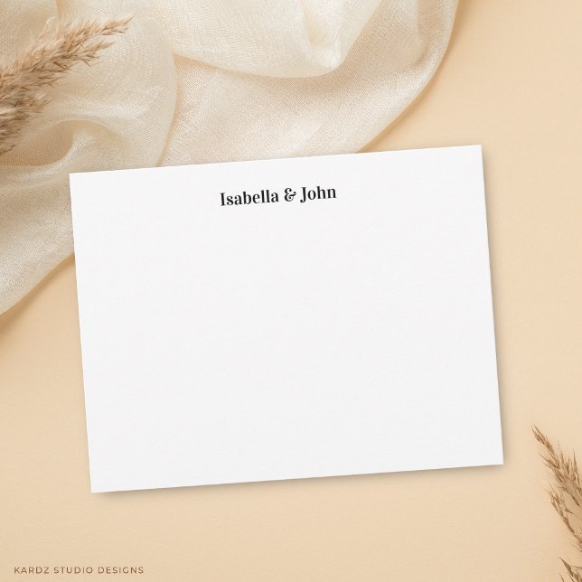 Newlywed Modern Minimalist Couple Note Card (Card shown in 4.25 x 5.5 inches. Choose size, paper, and corner style.)
