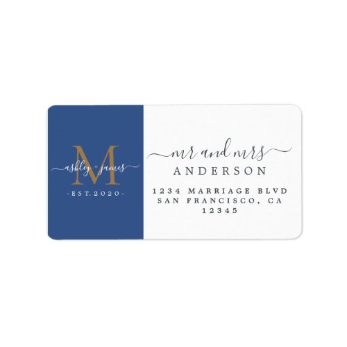 Newlywed Monogram Mr Mrs Return Address Label