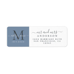 Newlywed Monogram Mr Mrs Return Address Label