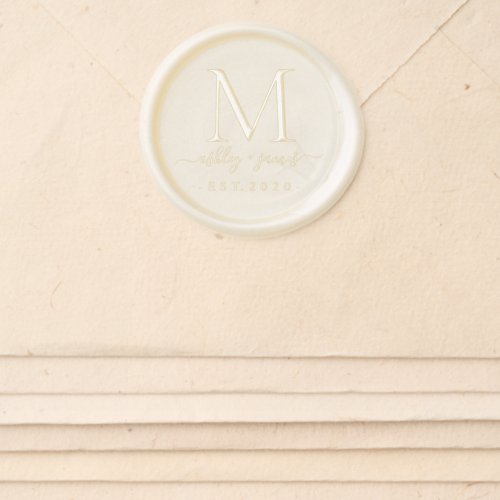 Newlywed Monogram Script Calligraphy Names White Wax Seal Sticker