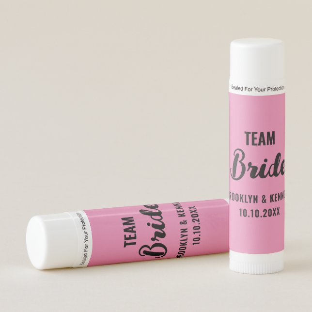 Newlywed Mr And Mrs Couple Name Cute Team Bride Lip Balm (Front)