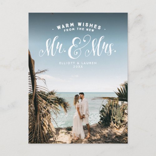 Newlywed Mr and Mrs holiday photo postcard