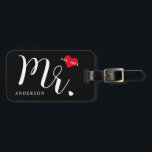 Newlywed Mr. Black And White Luggage Tag<br><div class="desc">Modern elegant and trendy luggage tag for new MR. Design features calligraphy script ''MR'' in white color on black background followed by the new last name. Perfect gift for newlywed. Personalize with your contact details and year of the wedding.  Matching MRS. tag available.</div>