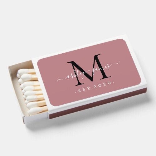 Newlywed Mr Mrs Monogram Names Year Established Matchboxes