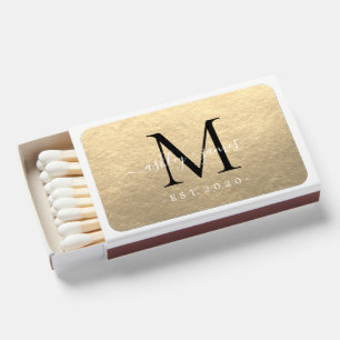 Newlywed Mr Mrs Monogram Names Year Gold Matchboxes
