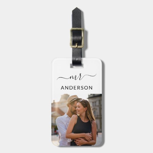 Newlywed Mr with Script and Photo for Honeymoon Luggage Tag