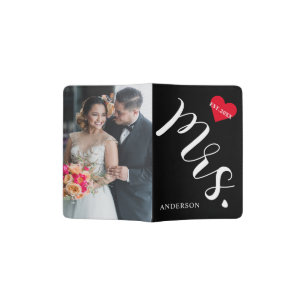 Newlywed Mrs. Black And White Passport Holder