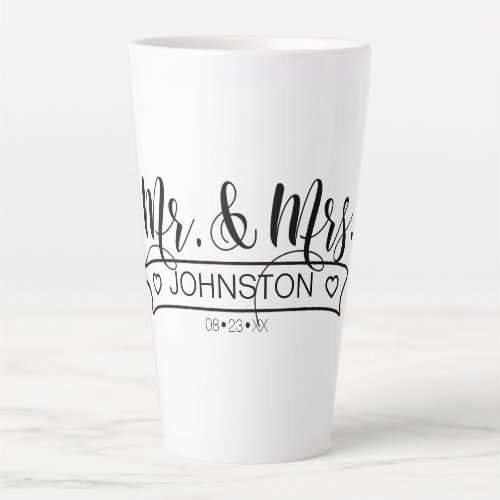 Newlywed Name Banner Mr  Mrs ID668 Latte Mug