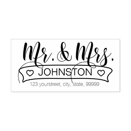 Newlywed Name Banner Mr  Mrs ID668 Rubber Stamp