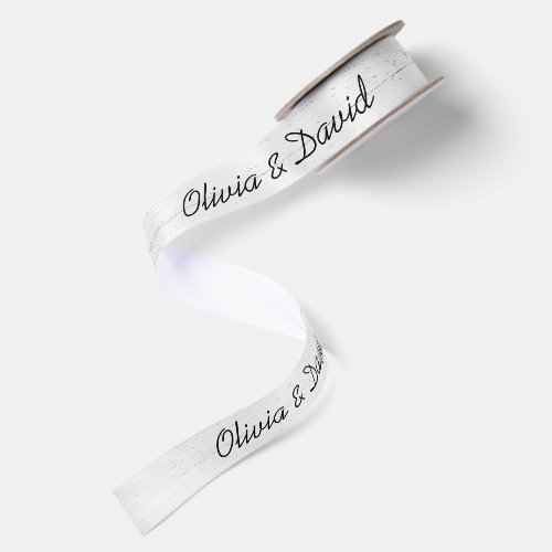 Newlywed Names on Whitewashed Wood Satin Ribbon