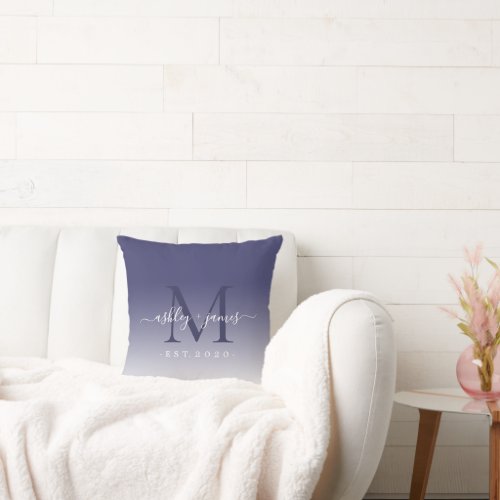 Newlywed Names Year Established Blue Throw Pillow