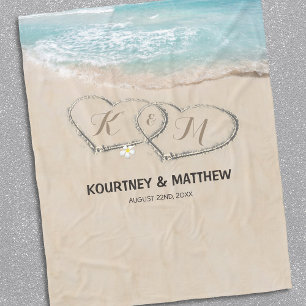 Newlywed Ocean-Themed Personalized Fleece Blanket