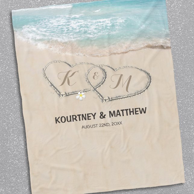 Newlywed Ocean-Themed Personalized Fleece Blanket (Creator Uploaded)