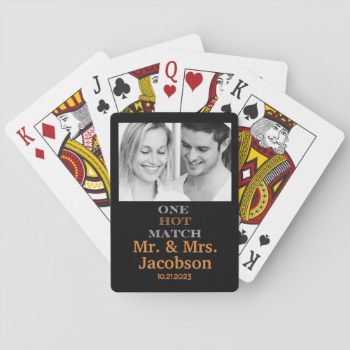 Newlywed One Hot Match Photo Custom Wedding Favor Playing Cards