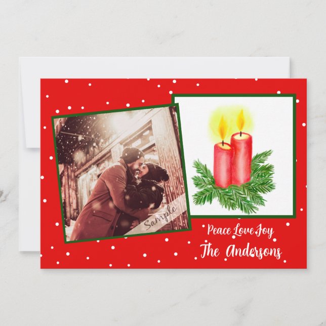 Newlywed, Our First Christmas + Photo Holiday Card (Front)