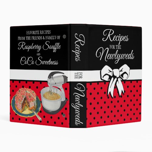 Newlywed Personalized Polka Dot Bow Red Recipes Mini Binder