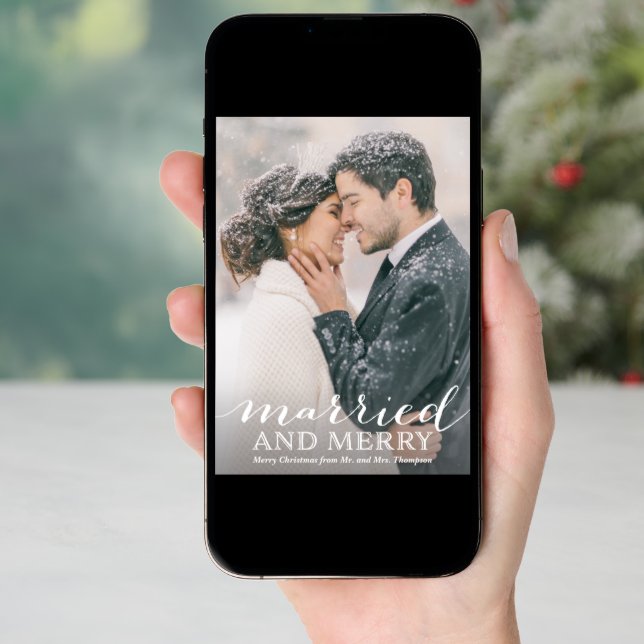 Newlywed Photo Christmas Cards - Married and Merry (Front Digital)